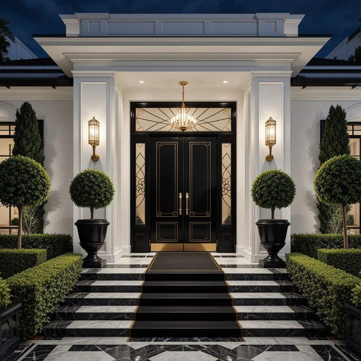 Elegant and High-Contrast Front Door Designs